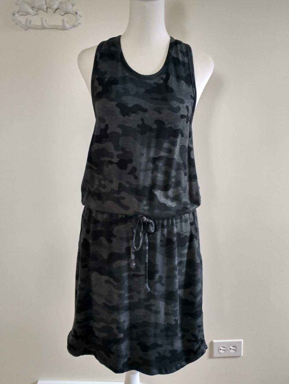 Sundry For Evereve Gray Camo French Terry Tank Dress Size 1 Women's S